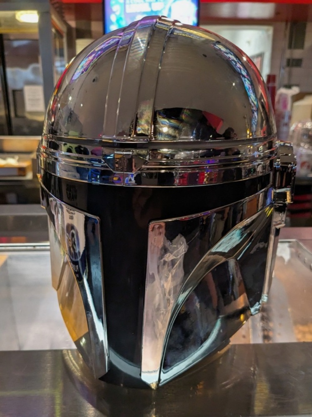 Chrome Mandalorian Helmet Popcorn Bucket